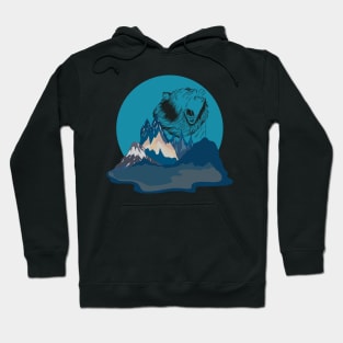 Bear Roaring in Blue Mountain Landscape | Gift Idea for Travelers who love Hiking or Camping | Wanderlust T-Shirt Hoodie